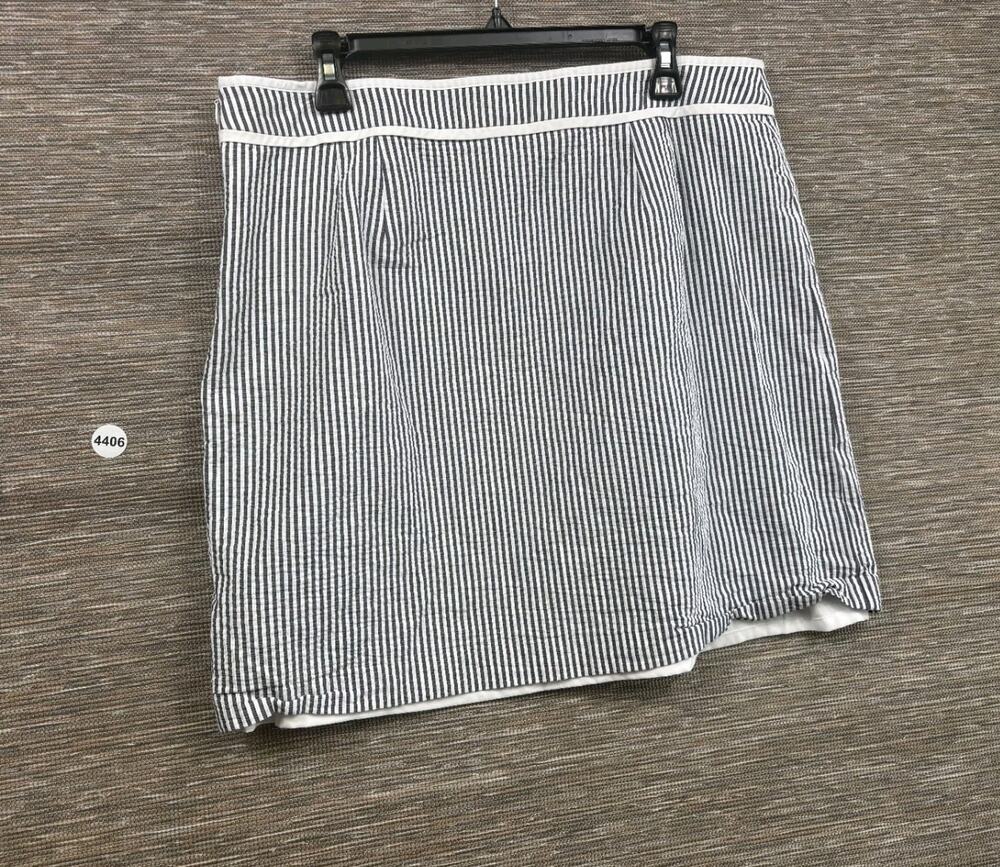 Talbots Seersucker Mini Skirt Womens Size 16 Black White Cotton